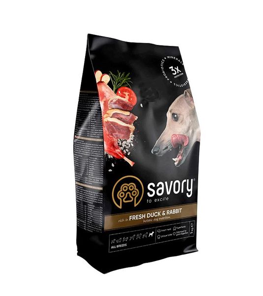 Сухий корм для собак Savory Adult All Breeds rich in Fresh Duck and Rabbit зі свіжою качкою та кроликом 1 кг 32850 фото, зображення