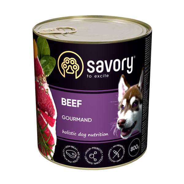 Влажный корм для собак Savory Dog Gourmand Beef с говядиной 800 г 28569 фото, изображение