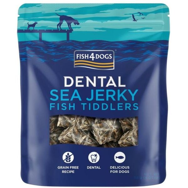 Натуральные лакомства для собак из 100% Кожи Белой Рыбы Fish4Dogs Sea Jerky Рыбные квадратики 115 г 32284 фото, изображение