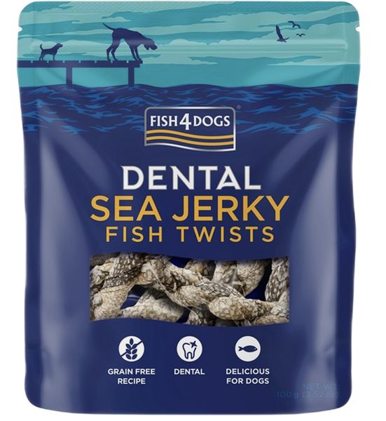 Натуральные лакомства для собак из 100% Кожи Белой Рыбы Fish4Dogs Sea Jerky Рыбные косички 100 г 32286 фото, изображение