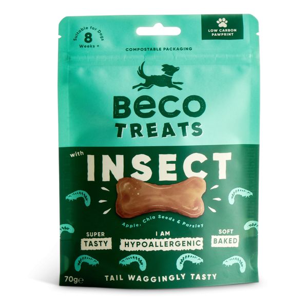 Гипоаллергенное печенье для собак Beco Pets Насекомые с яблоком и семенами чиа 70 г 31371 фото, изображение