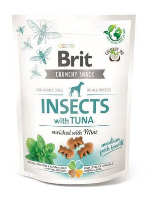 Ласощі для собак Brit Care Dog Crunchy Cracker свіжості дихання комахи, тунець та м'ята 200 г 31978 фото, зображення