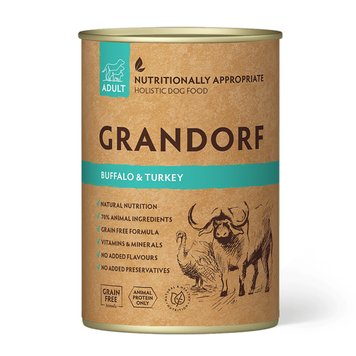 Влажный корм для собак Grandorf BUFFALO & TURKEY с мясом буйвола и индейкой 400 г 32816 фото, изображение