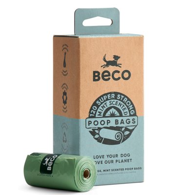 Одноразові пакетики для прибирання за собаками Beco Pets з ароматом м'яти 120 шт (8 рулонів по 15 шт) 31315 фото, зображення